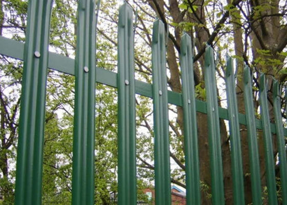 PVC Coated Green Steel Palisade Fencing with 2.4mm Pale for Railway Security