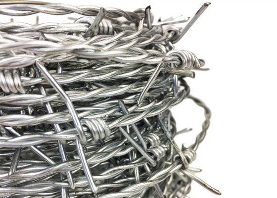 Electro Galvanized Steel Barbed Wire ety 16 X 14 Gauge 25kg / Roll For 