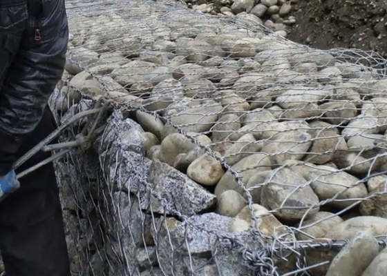 80x100mm PVC-beschichtete Gabion-Drahtmasche in Überschwemmungssicherung